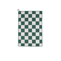 Serviette de golf en microfibre personnalisable pour l'export, avec ourlet surjeté, motif à carreaux, impression double face, séchage rapide