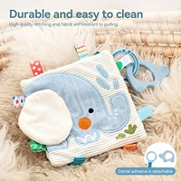 Doudou Éléphant Adorable en Peluche Douce avec Anneau de Dentition, Jouet Apaisant et Aide au Sommeil pour Nouveau-nés, Jouet Sensoriel pour Bébés et Tout-petits, Vente en Gros