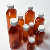 Bouteille en plastique PET ambré avec échelle graduée, vide, pour sirop contre la toux, médicament liquide oral, plusieurs tailles disponibles