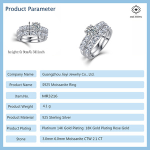 Conjunto <span class=keywords><strong>de</strong></span> Anillos <span class=keywords><strong>de</strong></span> Compromiso <span class=keywords><strong>de</strong></span> Lujo con Moissanita <span class=keywords><strong>de</strong></span> 2.1 CTW <span class=keywords><strong>en</strong></span> Plata <span class=keywords><strong>de</strong></span> Ley S925, Anillo <span class=keywords><strong>de</strong></span> Compromiso Solitario y Anillo <span class=keywords><strong>de</strong></span> Boda <span class=keywords><strong>de</strong></span> Eternidad Completa - Product Image 2