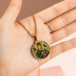 Colgante brillante de GIVELUCK, imagen de joyería religiosa, patrón personalizado de "Nuestra Señora del Perpetuo Socorro" para discusión al por mayor - Product Image 3