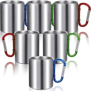 Tasses à café isothermes en acier inoxydable à double paroi, écologiques, avec poignée mousqueton, idéales pour la rentrée scolaire, les voyages et le camping (vente en gros) - Product Image 1