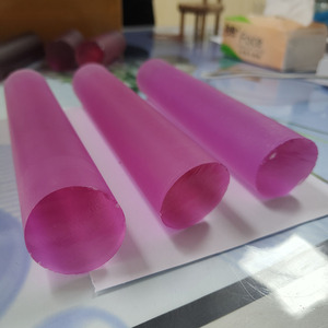 Pierre brute de corindon rose synthétique en forme de colonne, diamètre 38 mm, saphir créé en laboratoire, matière première pour pierres précieuses - Product Image 6