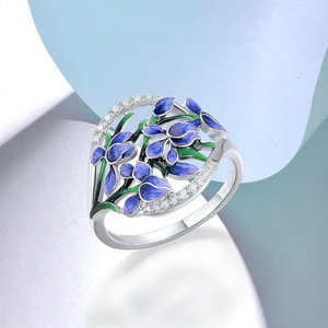 Anello da Donna con Fiore di Mughetto, Stile Pittura a Olio, Gradiente 3D, Gioiello alla Moda - Product Image 3