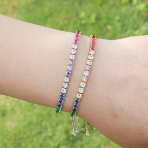 Brazalete de Moda con Piedras de Arcoíris, Chapado en Oro, con Circonitas, Ajustable, para Mujer, Regalo de Moda - Product Image 6