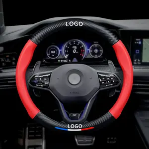 Carbon Fiber Leather And Breathable Leather Style China Hot Sales For Models 4 Seasons Steering Wheel Cover
