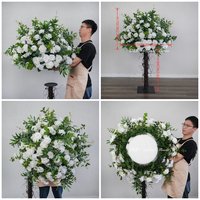 Boule de fleurs artificielles blanches en gros pour centre de table, décoration de demande en mariage, boule de mariage