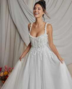 Abito <span class=keywords><strong>da</strong></span> <span class=keywords><strong>Sposa</strong></span> Mily Bridal MFR005 di Lusso con Perline, in Tulle Avorio, Elegante, Curvy, Boho, Glitterato per <span class=keywords><strong>Donne</strong></span> - Product Image 3