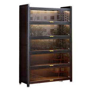 Bibliothèque Yan En en acier avec portes vitrées, 5 niveaux, meuble de rangement moderne pour chambre d'enfant, étagère autoportante - Product Image 1