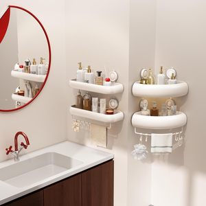 Étagère de rangement pour salle de bain, blanc laiteux, pour lavabo, murale, sans perçage, organiseur de salle de bain - Product Image 2