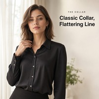 Chemisier en satin pour femme à manches longues, col à revers, coupe ajustée, soyeux et brillant, idéal pour le bureau ou les occasions décontractées ou formelles, ODM OEM