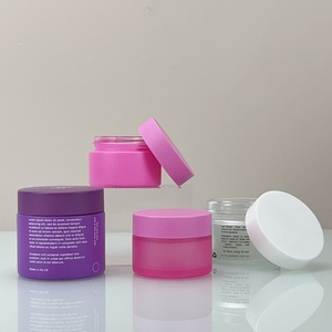 Eco Friendly Frosted Empty 5g 10g 15g 20g 30g 50g 100g Round Custom Labels Cosmetic Cream Glass Jars With Bamboo Plastic Cap - Product Image 1