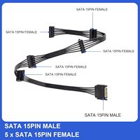 Cable de disco duro de extensión de alimentación SATA macho a 5 SATA hembra de 15 pines para HDD SSD y unidades ópticas