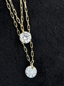 Xinfly สร้อยคอจี้เพชรสร้อยคอประดับเพชรธรรมชาติสีทอง18K แบบเฉพาะ - Product Image 2