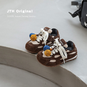 Autumn 2025 New Children's Training Big <strong>Boy's</strong> Leather Casual Korean Style Red Forrest Gump Trendy <strong>Velcro</strong> Closure Cartoon Shoes - Product Image 3