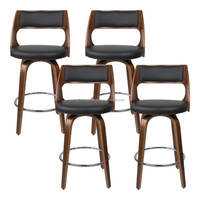Chaise de bar tendance pivotante, tabouret de comptoir avec siège en PU, structure en contreplaqué, grain de bois pour cuisine et restaurant, hauteur de siège 75 cm
