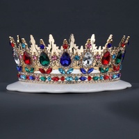 Couronne de concours en argent entièrement réglable, couronne de gagnant colorée, cercle de mariée en or, diadème de princesse