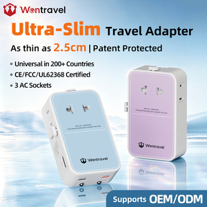 Wontravel RoSH CE FCC 3AC Sockets 40W GaN PPS Travel <b>Adapter</b> Ultra Slim Universal <b>Plug</b> for Travel - Product Image 1
