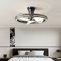 Ventilateur de plafond moderne LED 23 pouces 600mm Télécommande 6 vitesses Lampe en fer réversible sans feuilles Mini intérieur pour chambre à coucher