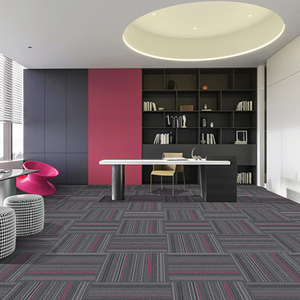 Square Carpet Tiles Interlocking Flooring with Non-Slip Backing PET Material Loop Pile Modern Style Living Room & Office Use - Product Image 1