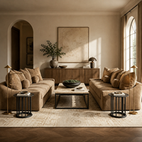 Canapé en cuir moderne à accoudoirs incurvés, canapé surdimensionné rembourré en tissu moelleux, canapé de luxe pour salon, meubles d'intérieur pour villa