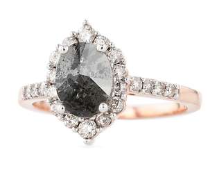 Gioielli sale e pepe anello in argento Sterling 925 sale e pepe anello ovale personalizzato con diamanti sale e pepe - Product Image 1