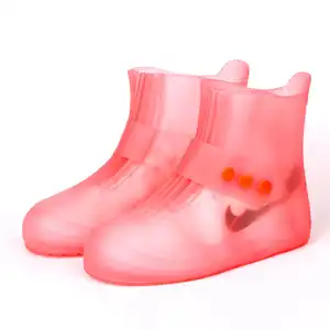 Sepatu tahan hujan pelindung sepatu boot hujan tahan air untuk Wanita Pria Sepatu silikon Skidproof penutup sepatu bot hujan silikon