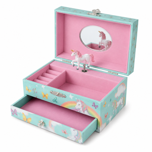 Kids Unicorn/Ballerina Musical Jewelry <b>Box</b> with Pullout Drawer <b>Mirror</b> and Soft Lining Large Capacity Jewelry Storage Organizer - Product Image 1