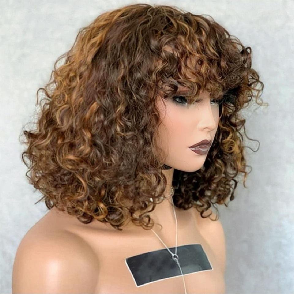 Highlight P4/27# kinky curly wig with bangs