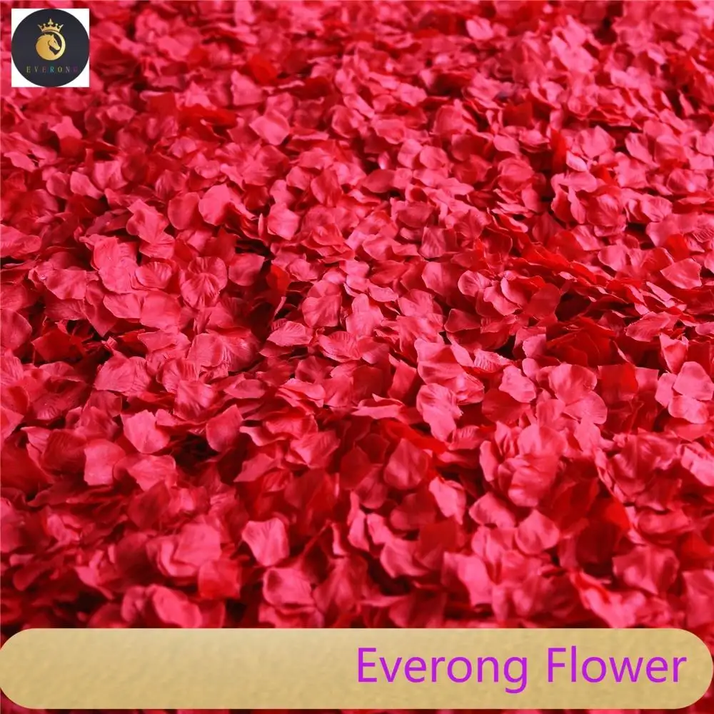F77 vente en gros faux tissu de mariage rouge pétale de fleur de rose pétales de fleur de rose en soie artificielle décorative pour toile de fond de mariage