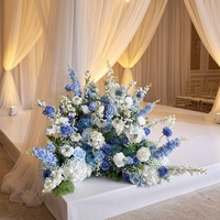 Composition florale artificielle personnalisée en soie bleue, Hortensia, Delphinium, Rose bleue et Orchidée, pour arche, durable, pour mariage