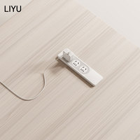 Bureau de direction moderne en forme de L LIYU avec écran de confidentialité suspendu, boîte de câblage multimédia, armoire de rangement verrouillable, extensible en bois