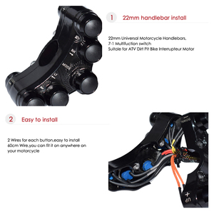 Interruptores de motocicleta de 7/8 "y 22mm, botón de interruptor de Control de manillar para Faro, señal de giro, luz antiniebla, bocina, encendido, apagado, arranque, matar - Product Image 5