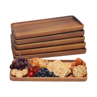 Plateau de service et planche à charcuterie en bois d'acacia durable, moderne, rectangulaire, 14 x 5,5 pouces, décoration de cuisine et de maison, plateau de fête