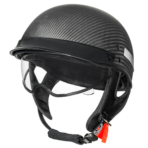 Casque en fibre de carbone 3K de style vintage - Visière solaire intégrée rabattable et déverrouillage rapide, garantie de 12 mois - Product Image 2