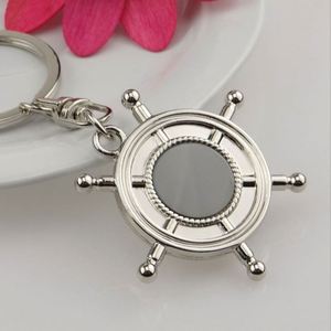 Navigation <b>Wheel</b> Handheld Rudder Laser Carving and Printing LOGO Promotion Small Gifts Wholesale Metal Keychain Pendant - Product Image 3