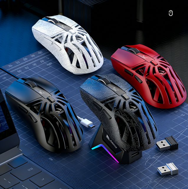 SMAILWOLF M8 Tri Mode Wireless Gaming Mouse PAW3311 Sensor 12000 DPI RGB Charging Dock Ergonomic Programmable Esports OEM ODM