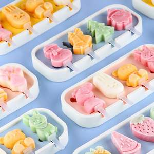 Offre Spéciale moule à crème glacée Popsicle Stick maison bricolage fromage de qualité alimentaire Silicone surgelé Sorbet dessin animé Pposicle moule avec couvercle - Product Image 4