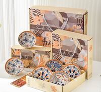 Lot de 4 mini-bols en céramique de 4,5 pouces, style bohème coréen, écologiques et personnalisables, en coffret cadeau, pour cadeaux d'affaires, durables