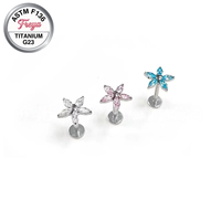 G23 ASTM-F136 Titanium Zircon Ear Stud Starfish Piercing Earrings Tragus Helix Daith Lobe Flat Back Lip Labret Piercing Jewelry