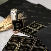Étiquettes autocollantes rondes en vinyle imperméable avec logo en feuille d'or personnalisé, papier noir et blanc, pour vêtements et chaussures