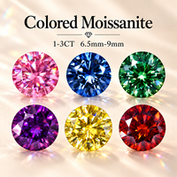 Pierres de Moissanite Colorées en Gros, Taille Ronde Rose, Verte, Jaune, 1-3 Carats, VVS1, Pierres Précieuses de Moissanite Personnalisées pour la Fabrication de Bijoux