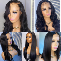 Wig Ekstensi Rambut Manusia Virgin Renda Transparan Penuh Bob Brasil 100%, Wig Wig Depan Renda Hd 360