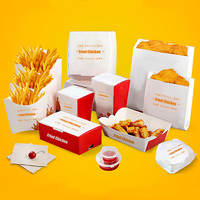 Caja de Papel Antigrasa Desechable para Envasado de Comida Rápida, con Relieve, para Aperitivos, Pollo Frito y Hamburguesas, al por Mayor