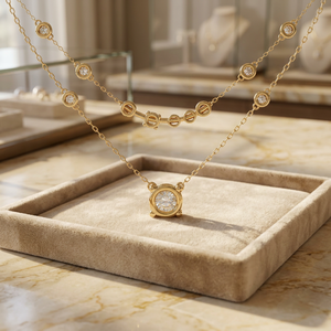 Collar minimalista con colgante de cristal chapado en oro de 18 quilates y cadena de serpiente para mujer, para uso diario. - Product Image 3