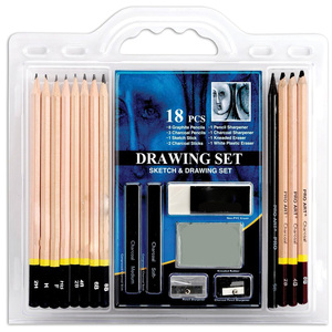 Kit di matite artistiche da 18 pezzi esagonali matite scolastiche e gomme <span class=keywords><strong>con</strong></span> temperino <span class=keywords><strong>disegno</strong></span> a <span class=keywords><strong>carboncino</strong></span> - Product Image 2