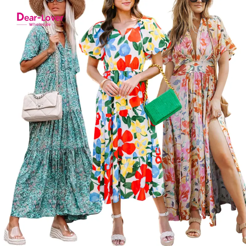 Dear-Lover Vestidos Elegant Summer Casual Womens Long Bohemian Dresses Maxi Summer Printed Boho Elegant Formal Dress For Women