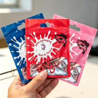 Sacs d'emballage souples personnalisés en plastique pour appâts, avec fermeture éclair refermable, imprimés et laminés, pour aliments et leurres de pêche