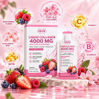 Collagène liquide 4000mg, peptides de type I et III avec biotine, vitamine C, acide hyaluronique, sachets de 30 ml