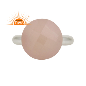 แหวนพลอยโรสชาลเซโดนีสีชมพูอ่อน แหวนเงินแท้ดีไซน์เนอร์สำหรับผู้หญิง ผู้จำหน่ายเครื่องประดับ คอลเลคชั่นคลาสสิก - Product Image 1
